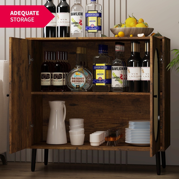 Mixoy Convertible Wine Bar Cabinet 55 Rattan Buffet Sideboard with Shelf Home Liquor Cabinet with Wine Rack Glass Holder On Sale Bed Bath Beyond 40730889