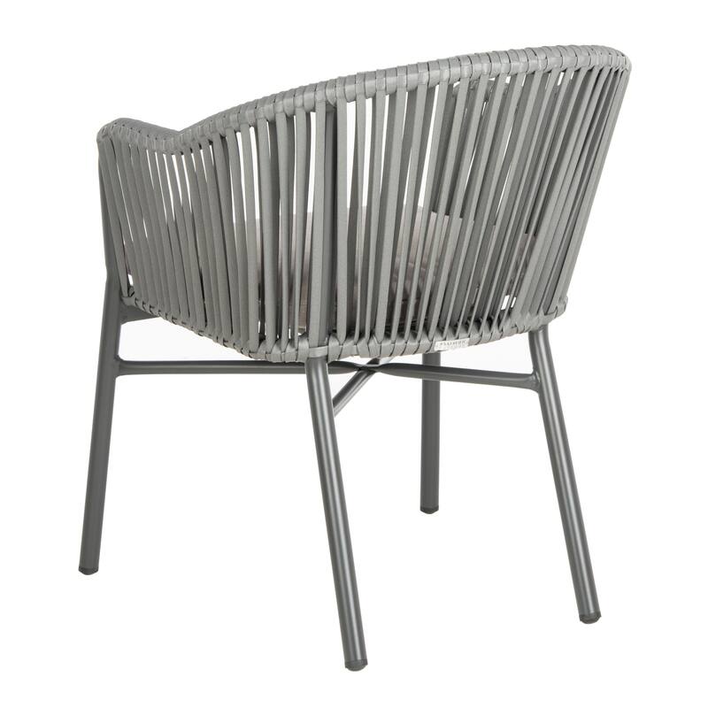 SAFAVIEH Outdoor Abril Rope Chair - Grey (Set of 2) - 22Wx25Dx30H
