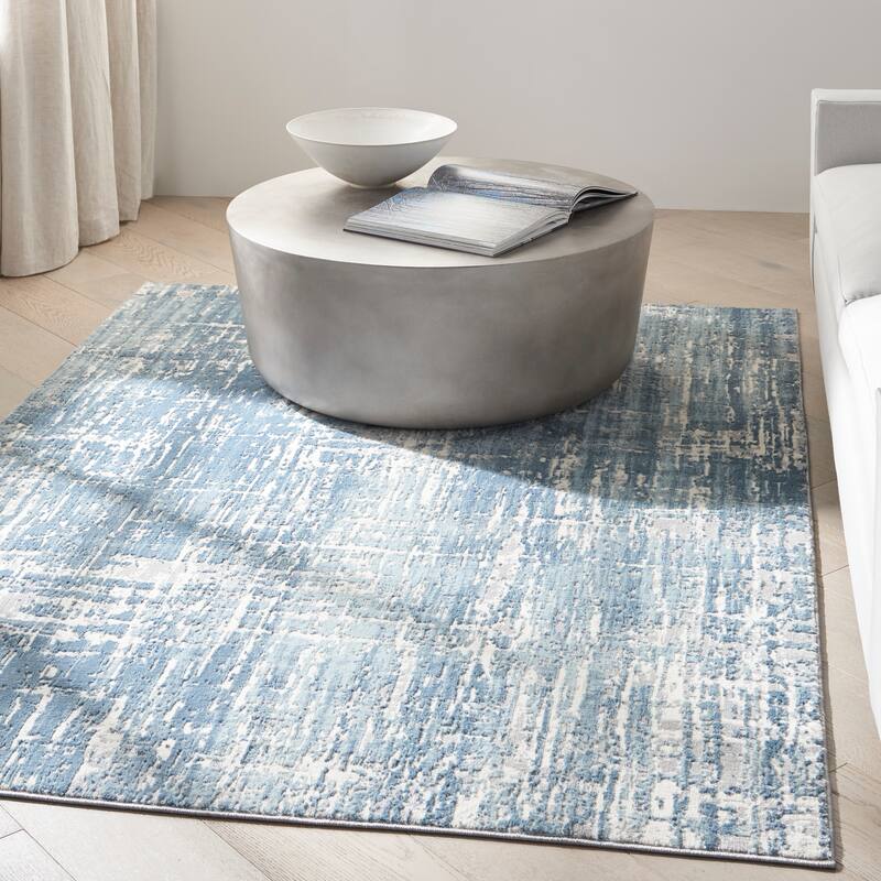 Calvin Klein Enchanting Indoor Contemporary Abstract Area Rug - 5'3" x 7'3" - Seaglass/Ivory - Rectangle