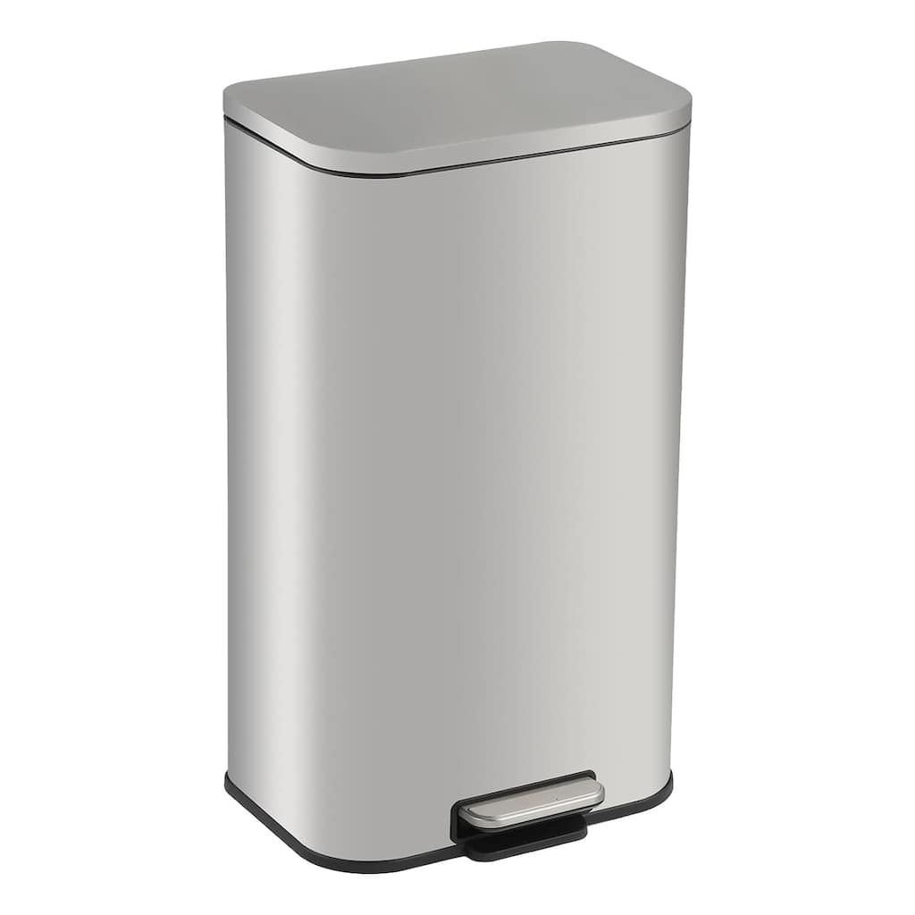 Brushed Stainless Steel Trash Can with Soft-Close Lid - Smudge-Resistant 3.2 to 13.2 Gallon