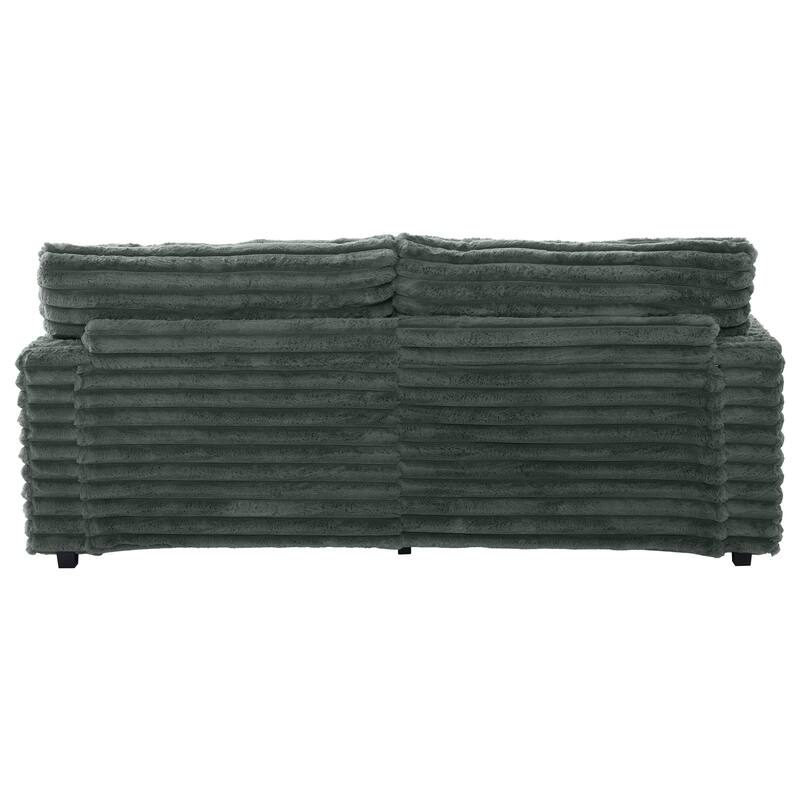 Oversized Double Chaise Lounge Sofa, Living Room 2 Seater Sofa Upholstered Sleeper Sofa Bed Daybed with USB Ports & Cup Holders