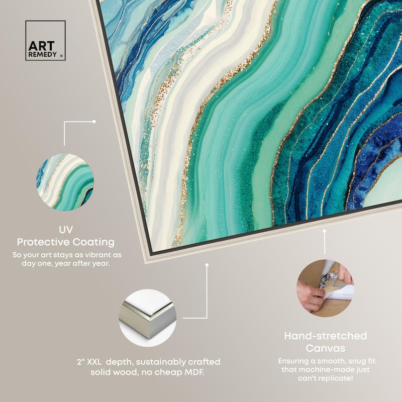Blue Green Abstract Agate I Canvas by Art Remedy