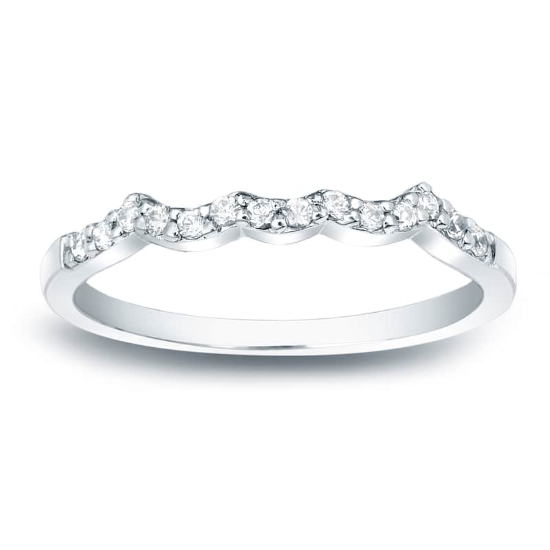 Auriya 1/7ctw Contour Diamond Wedding Band 14k Gold - White - 8