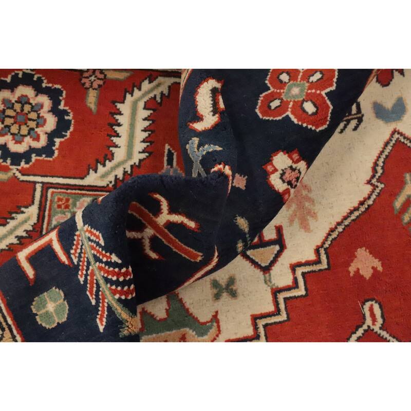 Hand Knotted Oriental 100% Wool Carpet Traditional Medallion Oranges & Rust Heriz (serapi) Area Rug - 9' 10'' X 8' 0''