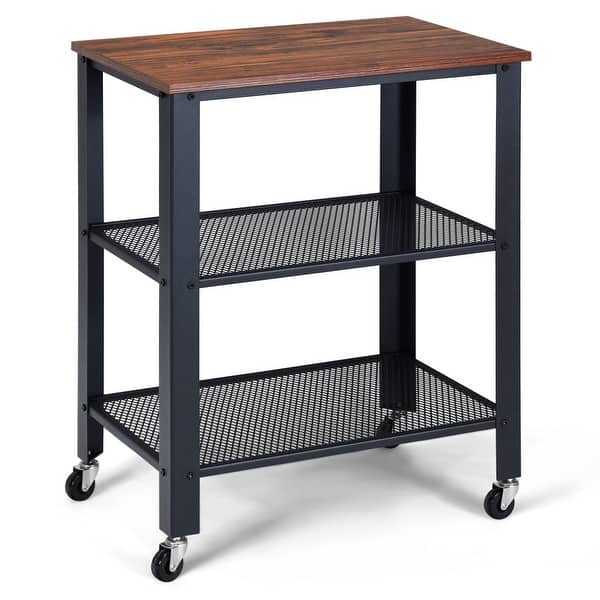 Industrial Coffee End Table Kitchen Utility Cart w/Wheels & Storage ...