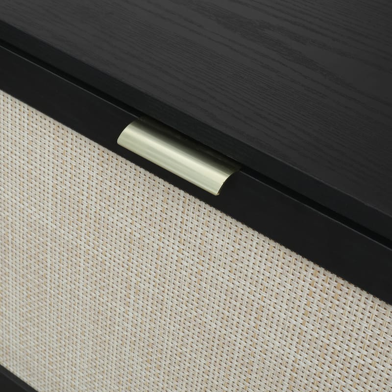 Modern Natural Rattan Shoe Rack Storage Cabinet for Entryway