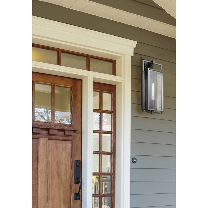 Exhibit 1 Light Medium Wall Lantern Matte Black Finish with Clear Beveled Glass