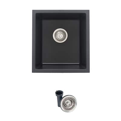 Dual Mount 16 inch Black Composite Granite Single Bowl Kitchen Sink