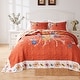 preview thumbnail 6 of 10, Barefoot Bungalow Topanga Orange Bohemian Floral Quilted Bedspread Set