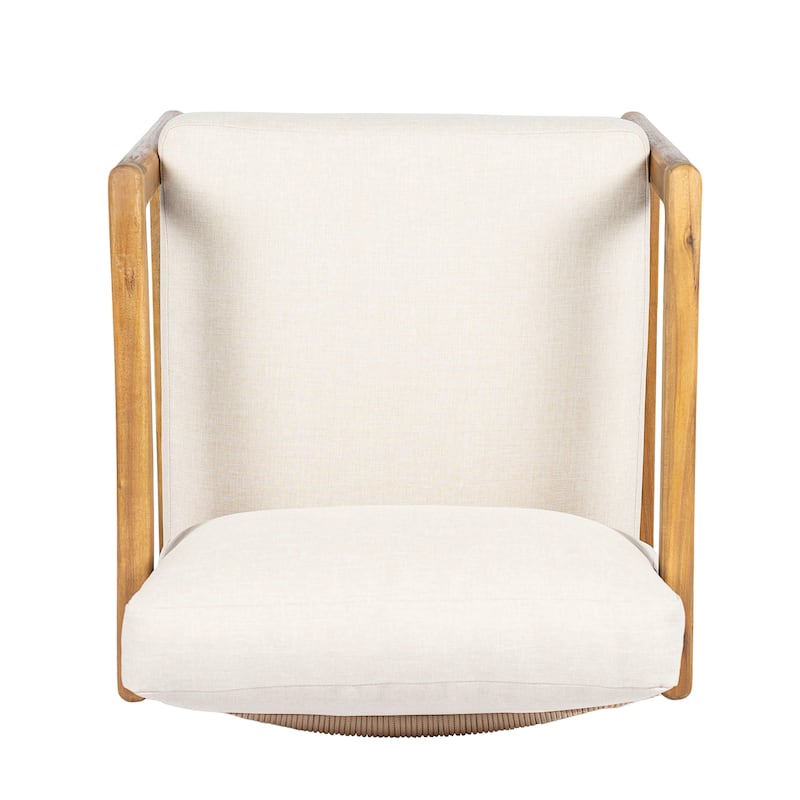 Christopher Knight Home - Outdoor Acacia Wood Club Chair with Rope Back and Water-Repellent Cushions