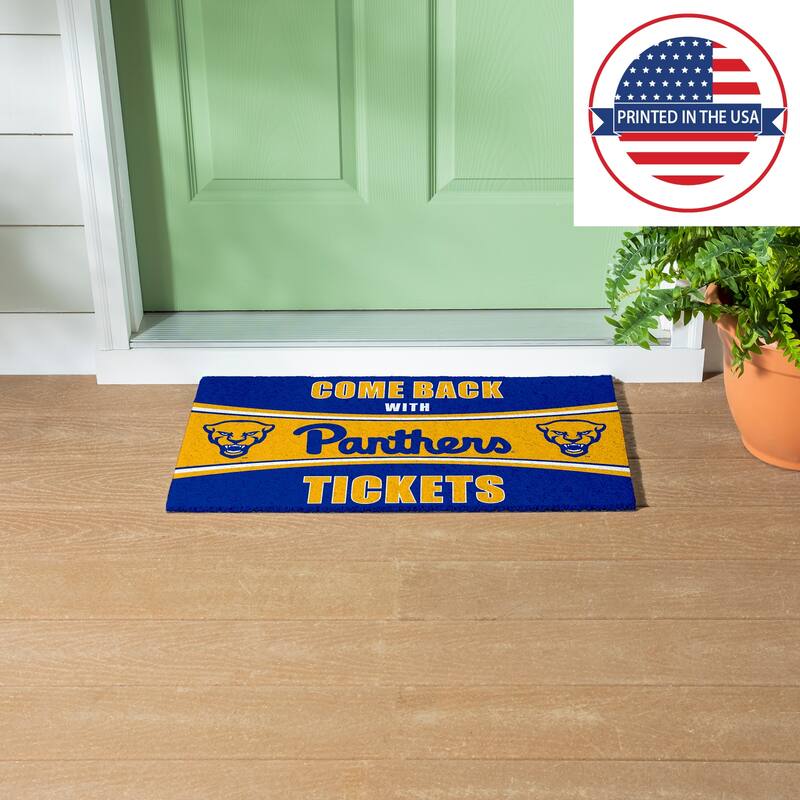 University of Pittsburgh 28 in. x 16 in. PVC "Come Back With Tickets" Trapper Door Mat