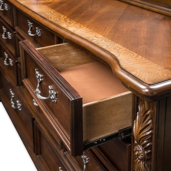 Ulis Traditional Brown Cherry 56-inch Wide 11-Drawer Wood Dresser by Furniture of America