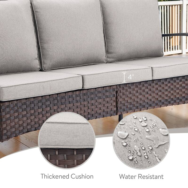 Gymojoy Industrial Style Premium Outdoor 3-Seat Rattan Sofa