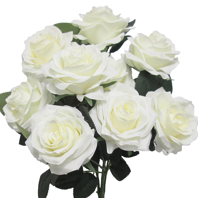 Set of 2 Artificial Queen Rose Flower Stem Bush Bouquet 18in