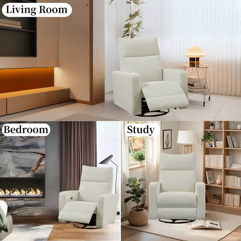 Olmas 33.5"W Power Swivel Glider Recliner with USB Charger
