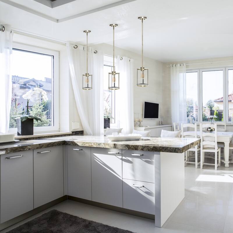 Craftsman 9.25" 1-Light Pendant - Antique Brass Metal & Glass - Kitchen Island Foyer Lighting - 9.5