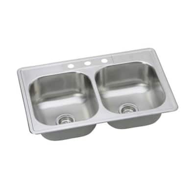 PROFLO PFSR332273 33" Double Basin Drop In Stainless Steel Kitchen - Stainless Steel
