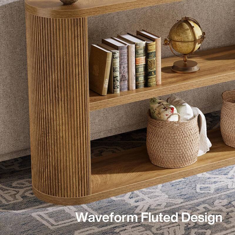 63-Inch Console Table with 3-Tier Open Shelf, Farmhouse Narrow Wooden Behind The Couch for Entryway