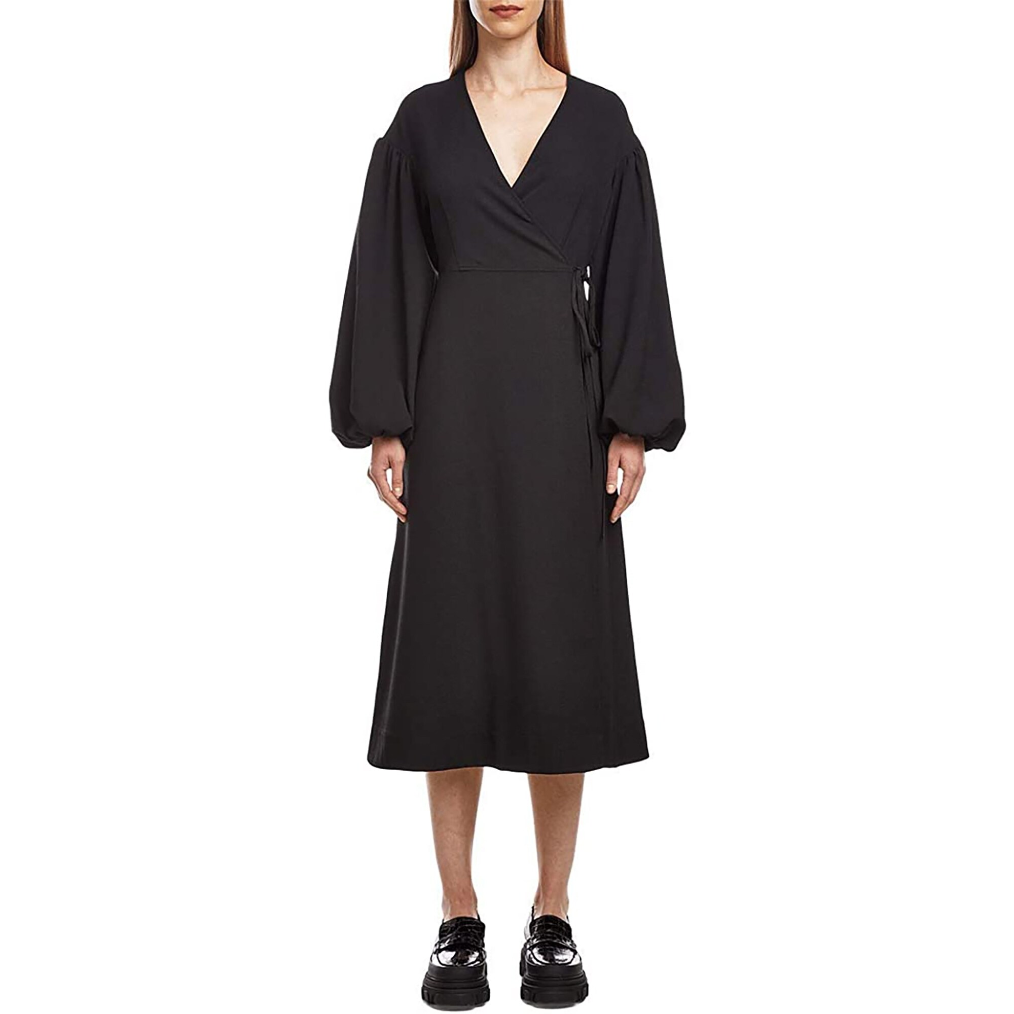 Ganni Womens Solid Black Heavy Crepe