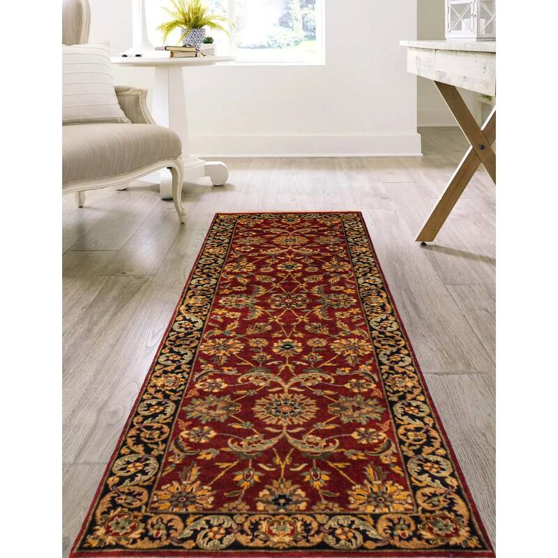 ECARPETGALLERY Hand-knotted Mirzapur Dark Red Wool Rug - 2'4 x 7'10