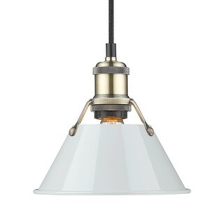 Yep by Golden Lighting Orwell 1-light 8in Pendant in Aged Brass and Dusky Blue shade - Gold