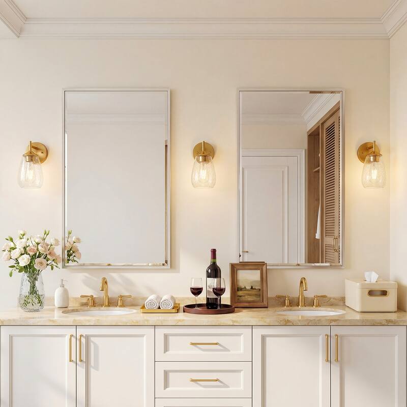 1-light Clear Glass Shade Wall Sconces For Bathroom, Living Room（set Of 2)