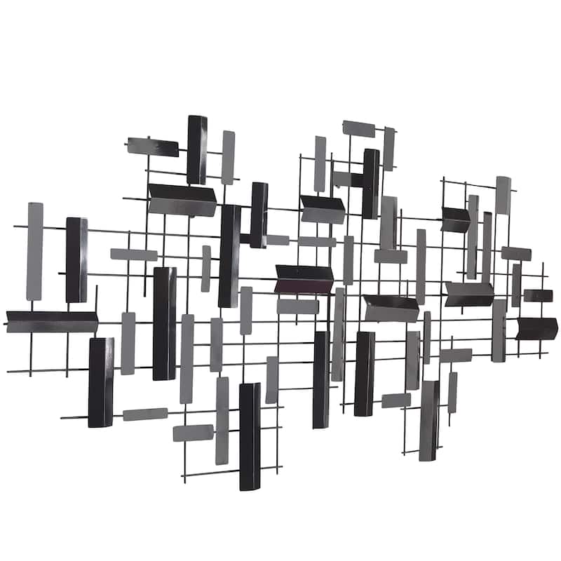 Metal Geometric 3D Stripes Home Wall Decor - Gold or Black - CosmoLiving by Cosmopolitan