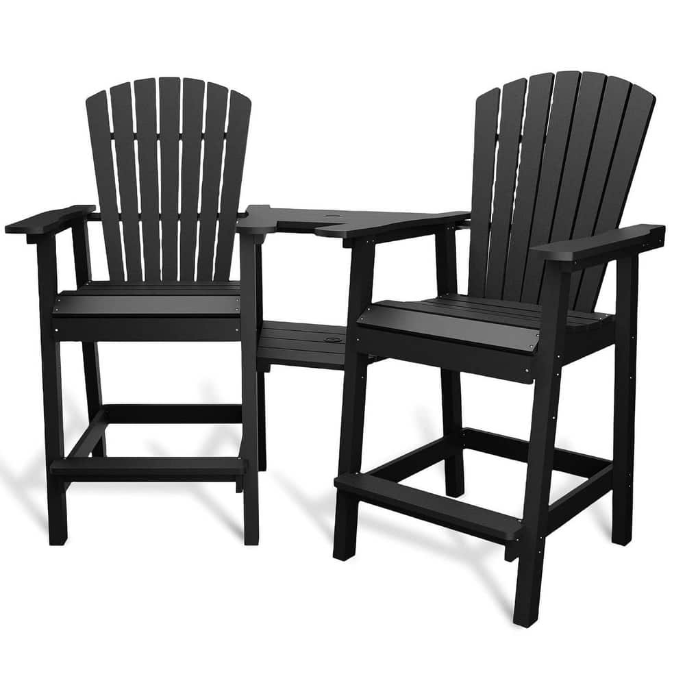 Set of 2 High Adirondack Chairs, Barstools for Deck, Patio, Balcony