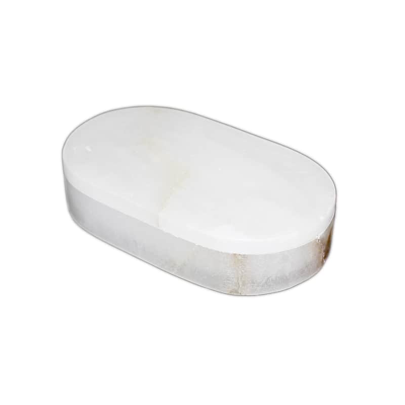 Medium Alabaster Oval Accent Box - 7" - White
