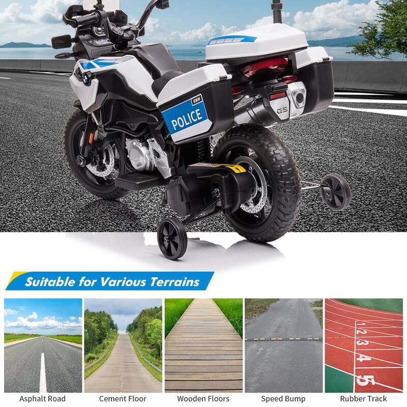Electric Motorcycle, Licensed BMW 12V 7AH Police Motorcycle for Kids Best Gift