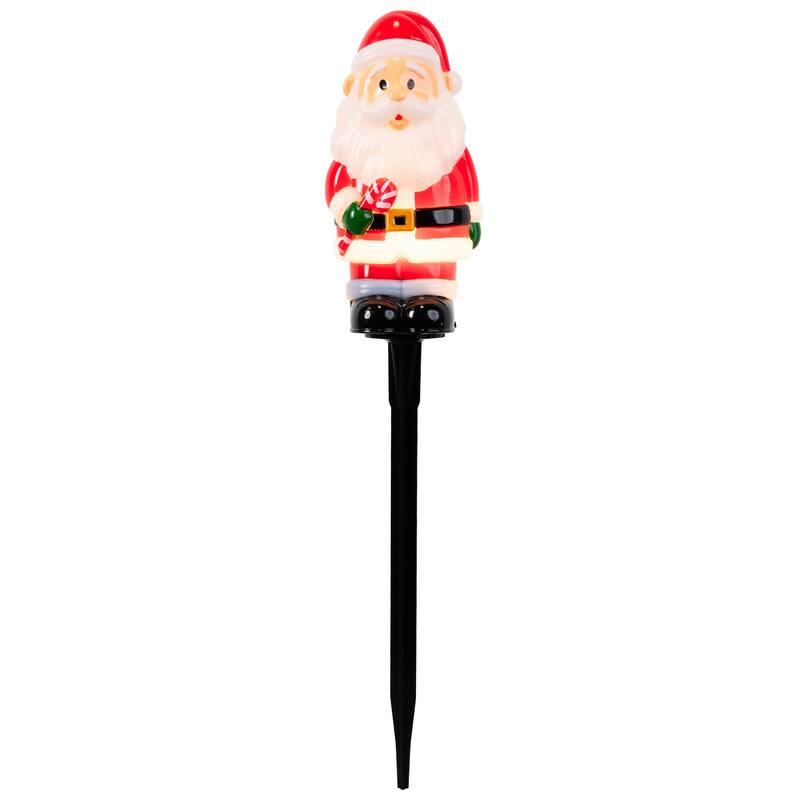 Santa with Candy Cane Outdoor Christmas Pathway Markers - 16.75" - Set of 3 - Red