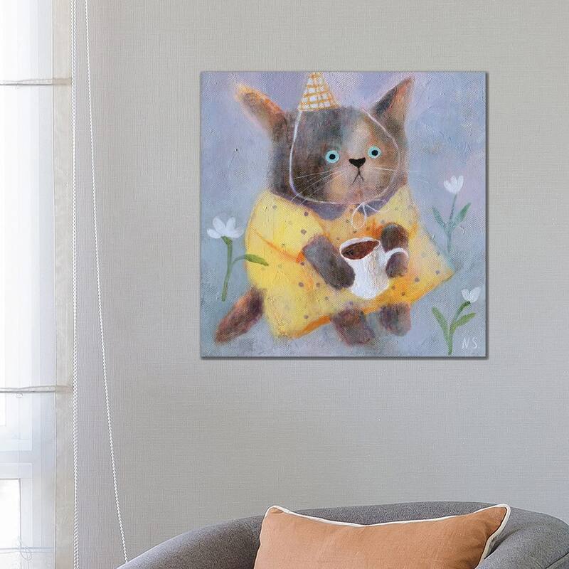 iCanvas "Morning Cat In Yellow Dress" by Natalia Shaloshvili Canvas Print - 26x26x1.5