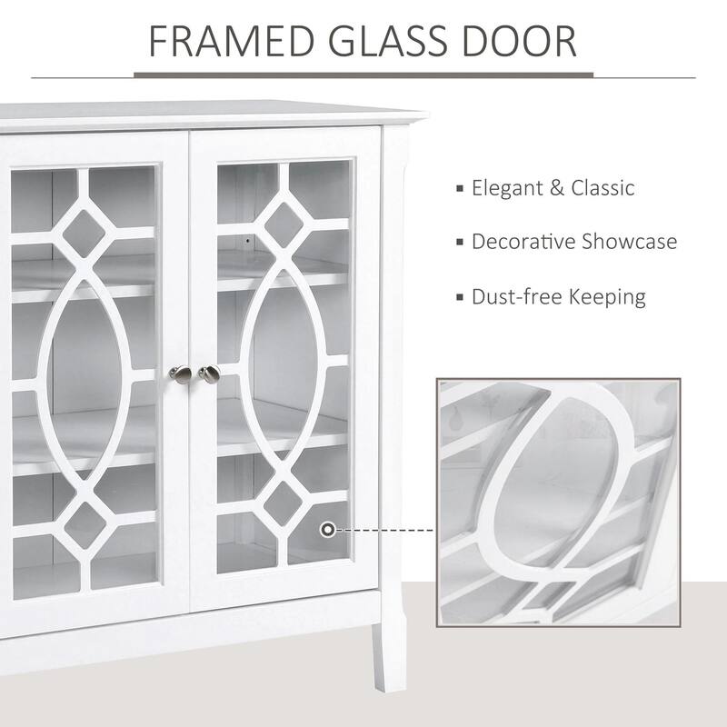 Sideboard Display Cabinet with double Glass Doors,2 Adjustable Shelves