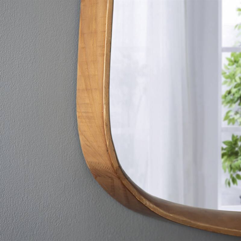 Irrgular Wall Mirror with Wood Frame