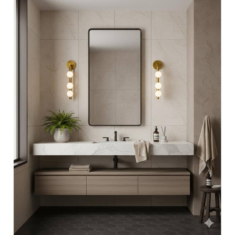 Transitional 3-Light Satin Brass Wall Sconce