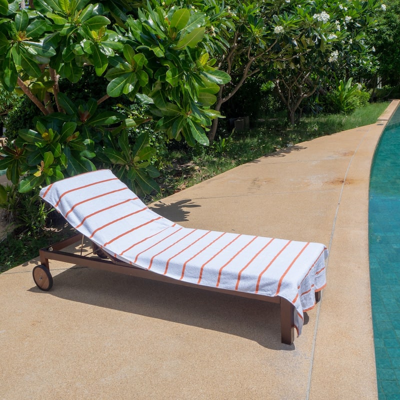 Las Rayas 2-Piece Chaise Lounge Towel Covers with Top Pocket - 30x85