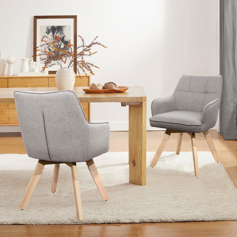 Art Leon Swivel Fabric Dining Arm Chair (Set of 2)