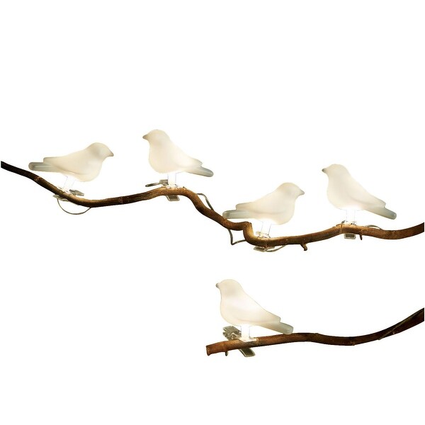 Solar Powered Lighted Birds Light String 5 Birds On 10 Foot Strand
