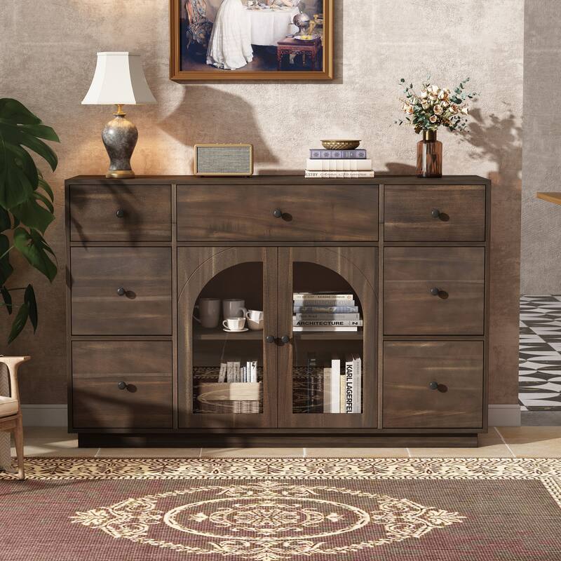 Rossetta Modern Accents Stylish Cabinet with Storage and Metal Hardware - Dark Brown