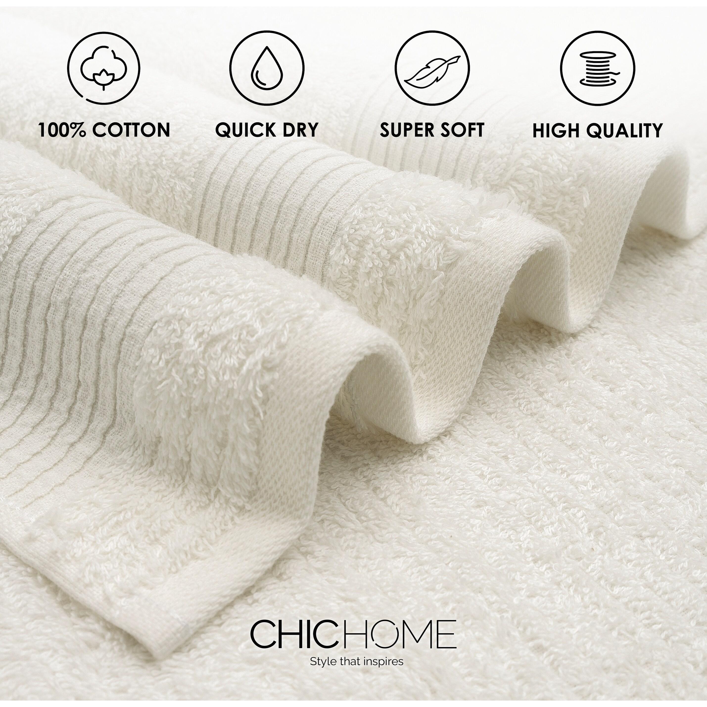 Chic Home 6-Piece Standard 100 Oeko-Tex Certified Towel Set - N/A