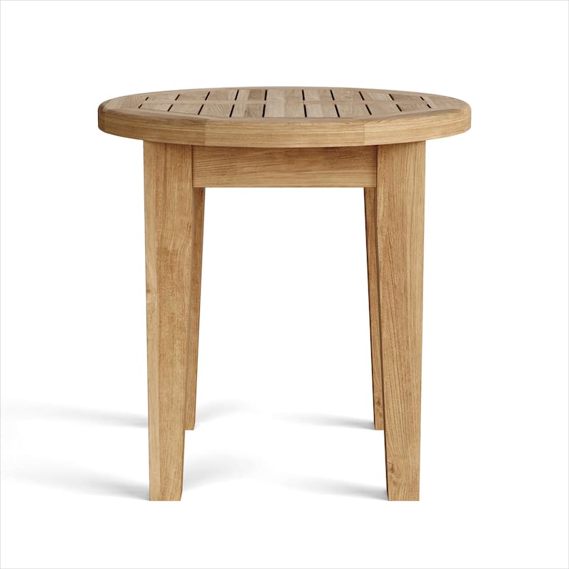 HomeRoots 20" Natural Rounded Solid Wood Outdoor Side Table