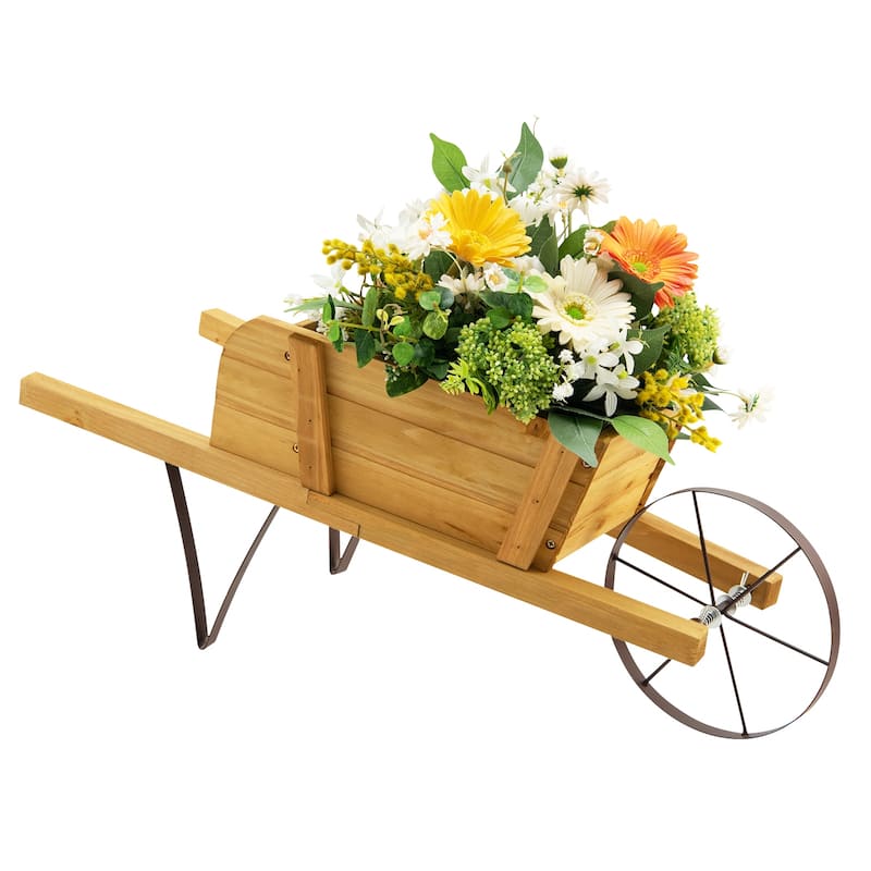 Costway Wooden Wagon Planter Decorative Indoor/Outdoor Rustic Flower - See Details