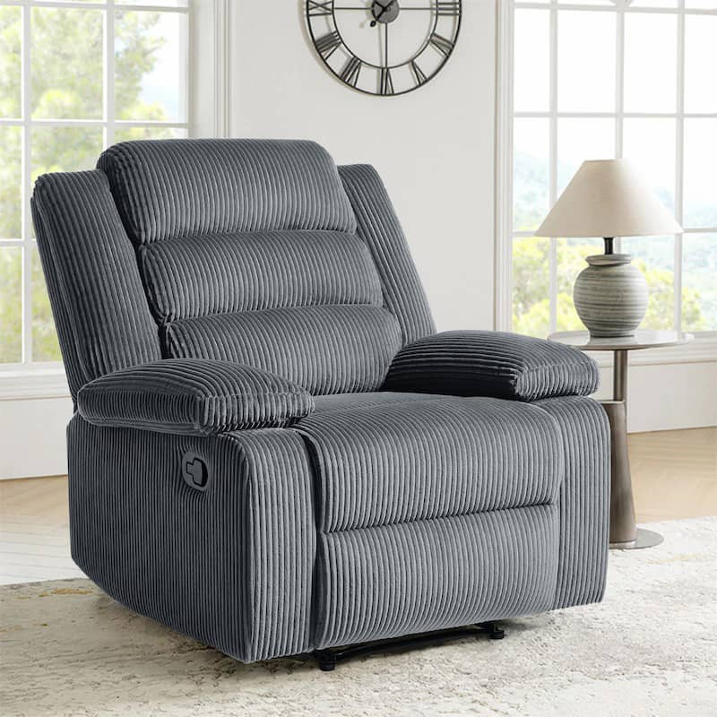 Modern 36'' W Cotton/ Corduroy Push Back Manual Recliner Chair - Dark Grey-Corduroy