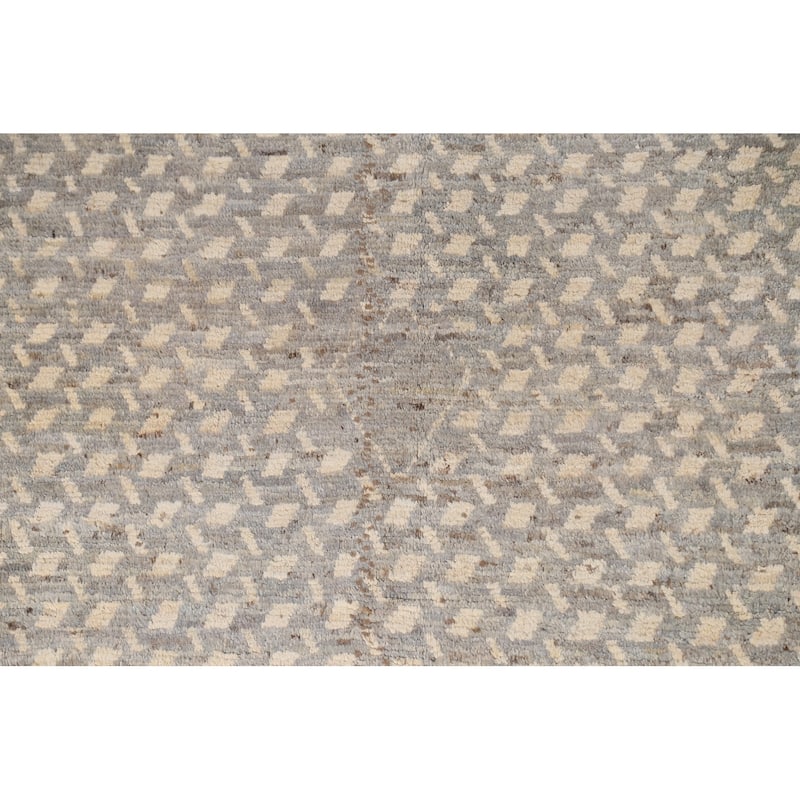 Hand Knotted Oriental 100% Wool Carpet Modern All-Over Greys & Charcoal Moroccan Area Rug - 7' 8'' X 5' 1''