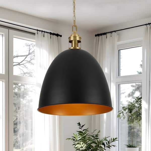 slide 2 of 25, Mid-Century Modern 1-Light Bell Dome Large Pendant Light 17.7in