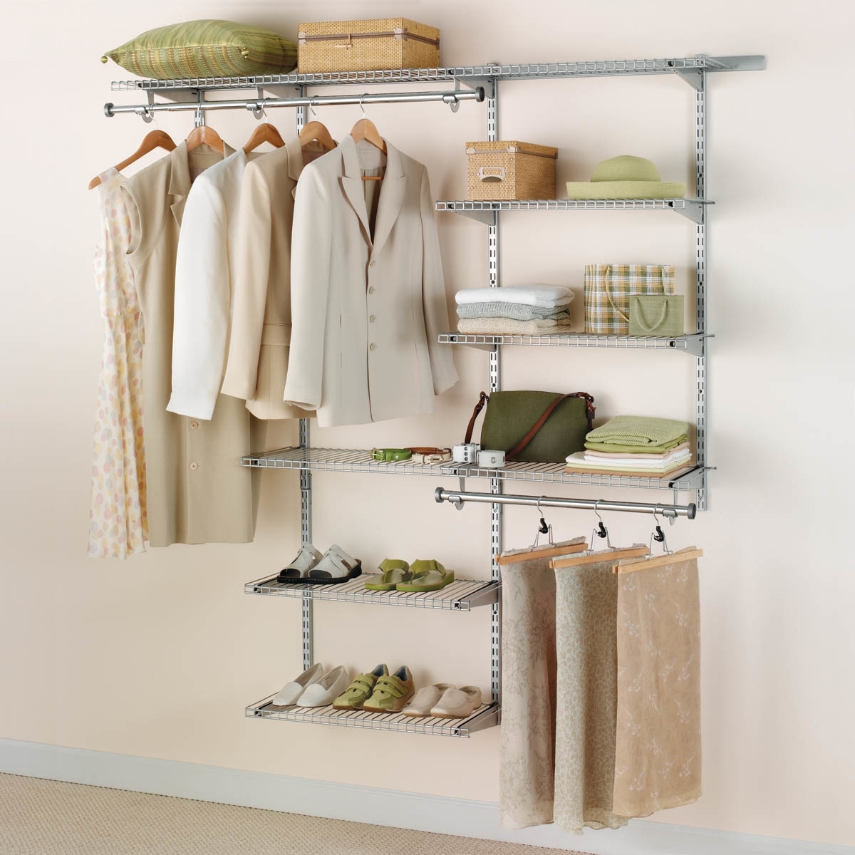 Topbuy Wall Mounted Custom Closet Adjustable Hanging Storage Organizer Rack