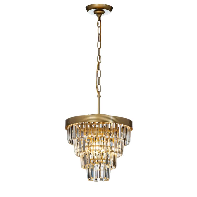 Glam Cone Shape Tierd Crystal Chandelier - W 13" x H 12"