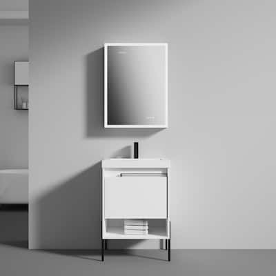 Freestanding Bathroom Vanity Set with Open Shelf & Topmounted Sink