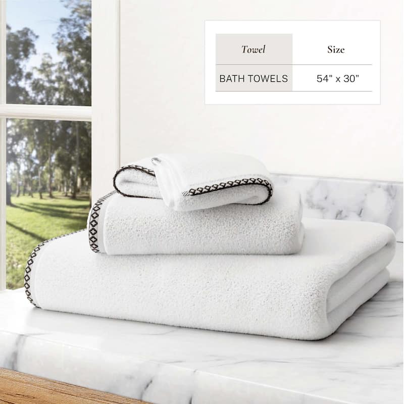 Linery & Co. Quick-Dry Cotton and Decorative Border Towel Set