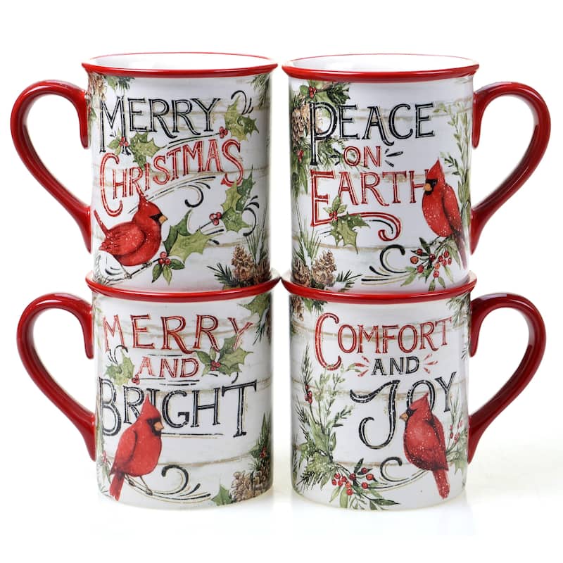 Certified International Evergreen Christmas 16 oz. Mugs (Set of 4)